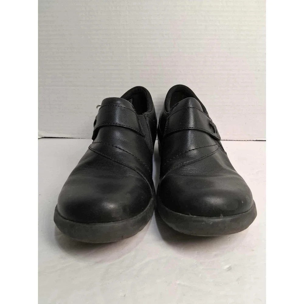 Clarks Collection Womens Size 8 Slip On Shoes Black Leather‎ Comfort Loafers